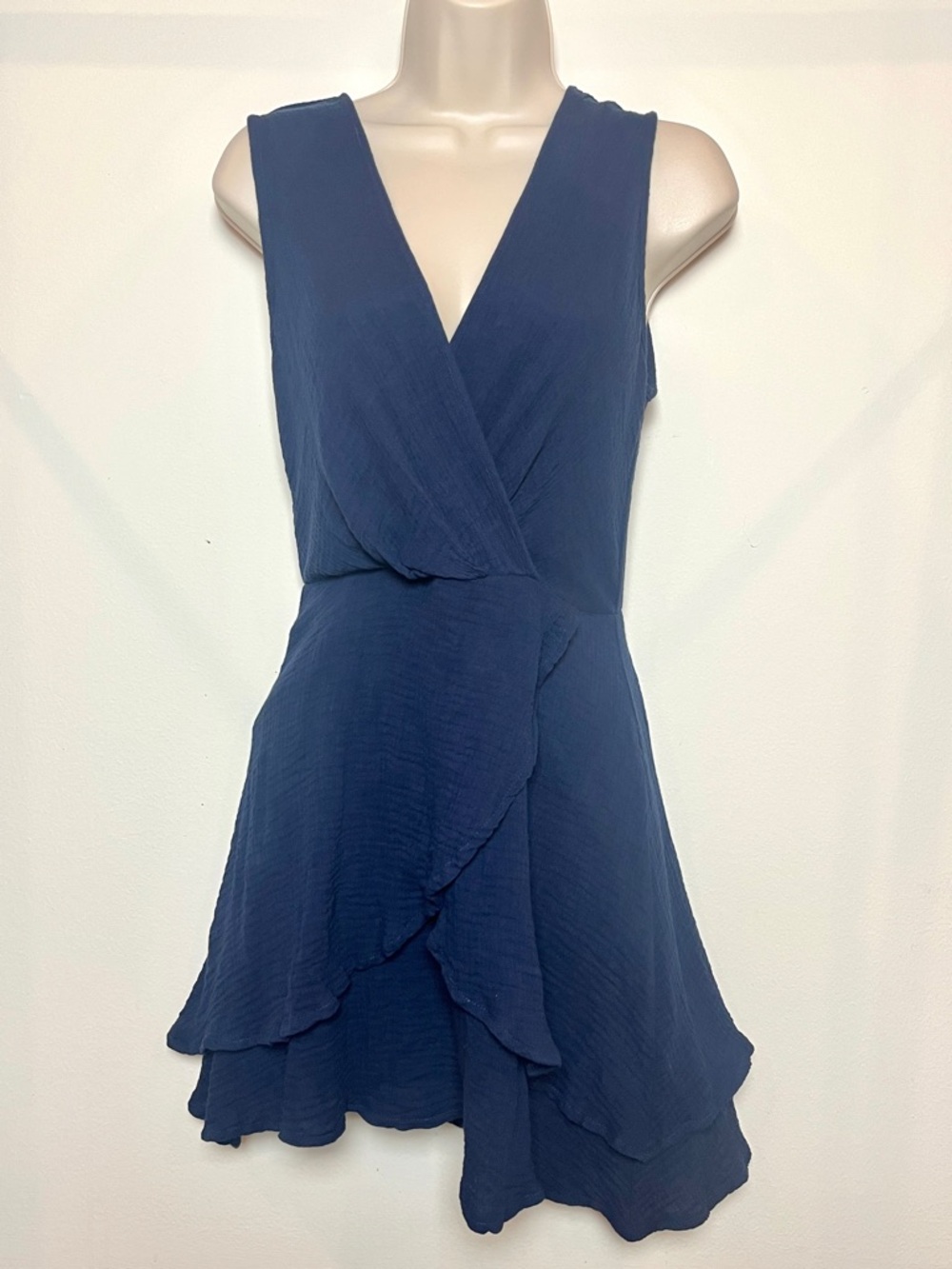 NWT Sleeveless Wrap Dress V Neck Beach Ruffle Preppy Coverup Vacation Swim